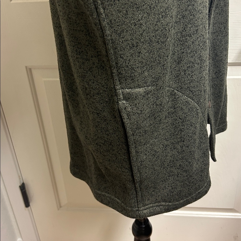 Solaris fleece snap button shirt jacket in dark green with pockets, Size Large, - Picture 5 of 10